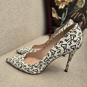 SJP by Sarah Jessica Parker Black and White Heart Print Heels
